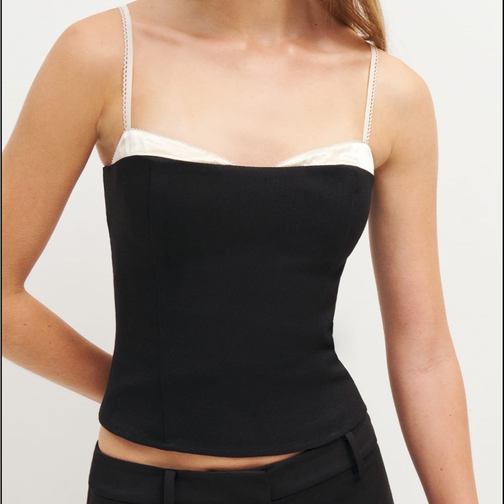 Reformation Melanie Top in Black and Ivory